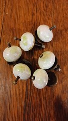Lot of 6 Round Knobs Ceramic Cabinet Dresser Drawer Pulls