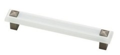 (12 Pack) 5″ Kaley Pull Translucent White and Brushed Stainless Steel