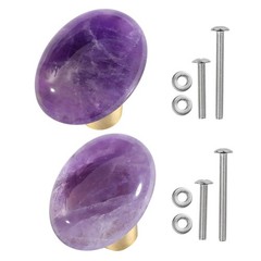 Set of 4 Oval Shape Crystal Stone Cabinet Drawer Knobs Healing Chakra Cupboar…