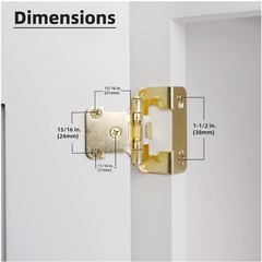 Gold Cabinet Hinges 50 Pack – Self-Closing Overlay