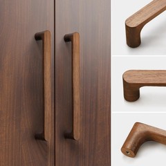 Evionlin Walnut Round 5 in 4 pcs Wooden Drawer Pulls Handle pulls for cabinets