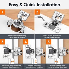 Quiet Close Damper Hinges – 50 Pack of 3-Way Adjustable Stainless Steel Designs