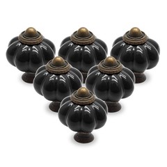 Seimneire 12pcs Black Vintage Ceramic Cabinet Knobs and 12 Pieces,