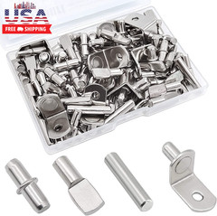 104Pcs Shelf Pins Kit,4 Styles Nickel Plated Shelf Support Pegs,Bookshelf Pegs f