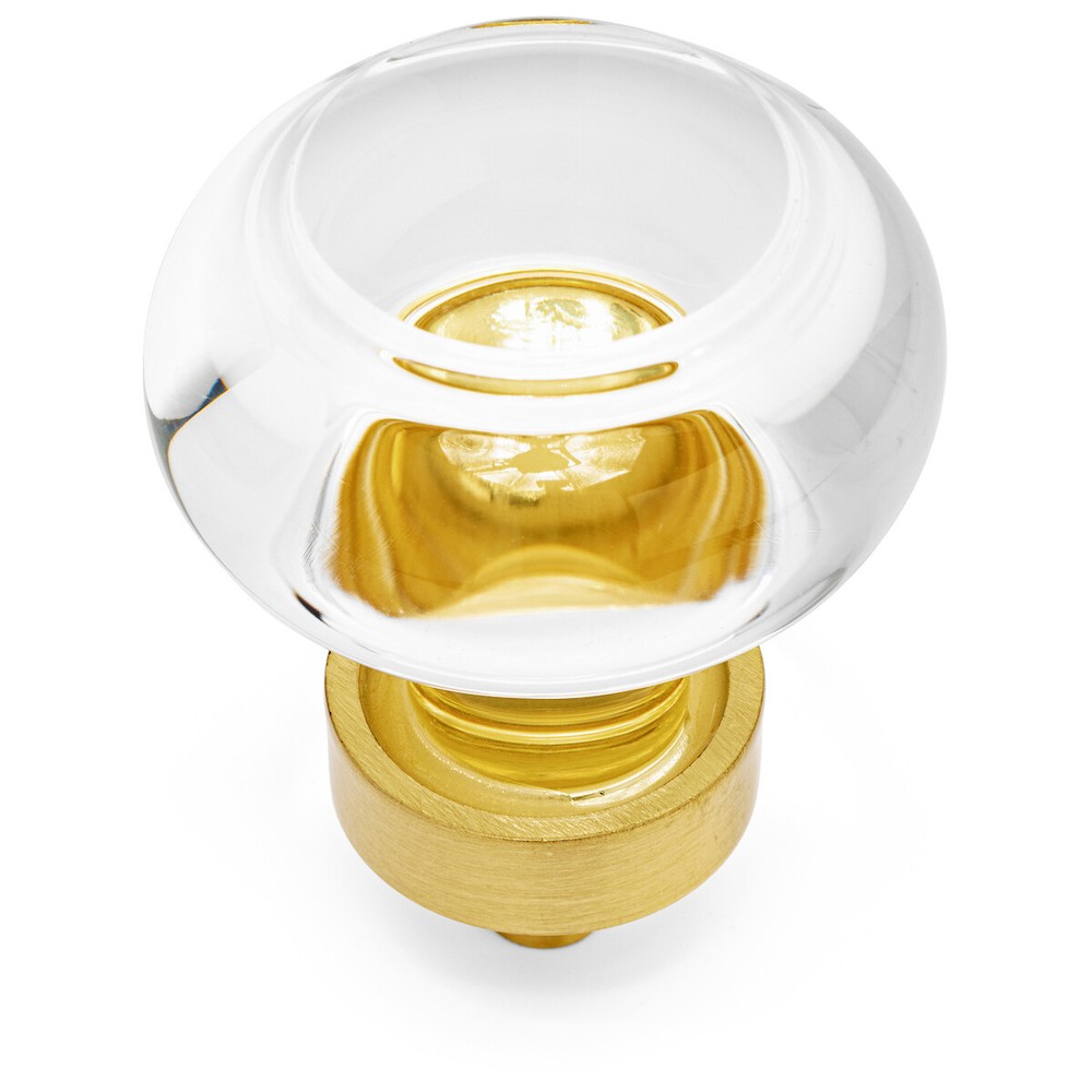 Cosmas Brushed Brass & Clear Glass Round Cabinet Knob #6355BB-C