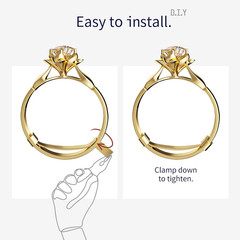 9 Pack Gold & Silver Metal Ring Guard Invisible Size Adjuster Set for Loose Ring