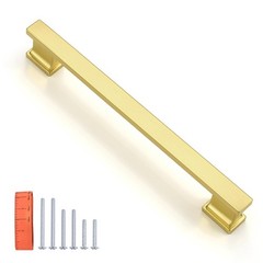 KNOBWELL 30 Pack Brushed Gold Solid Cabinet Pulls 6-3/10 Inch(160mm) Hole