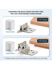 Ravinte 50Pack(25 Pairs) 1/2 Inch Overlay Kitchen Cabinet Hinges,Satin Nickel