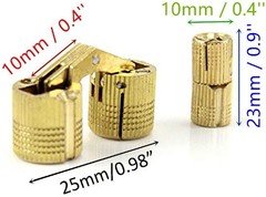 MIAO JIN 12 Pcs 10mm Brass Barrel Hinges Hidden Invisible Cabinet