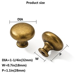 20 PCS Antique Brass Cabinet Cup Pulls Kitchen Hardware Drawer Handles
