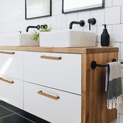 6 PCS 5 Inch Beech Round Wooden Drawer Pulls Cabinets Handle Kitchen Door