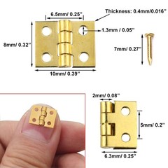 100Pcs Mini Brass Hinges Hardware Small Tiny for Miniature Furniture Wooden Box