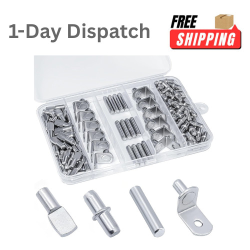 120Pcs Nickel Plated Shelf Pins Kit 4 Styles Cabinet Shelf Support Pegs 5mm