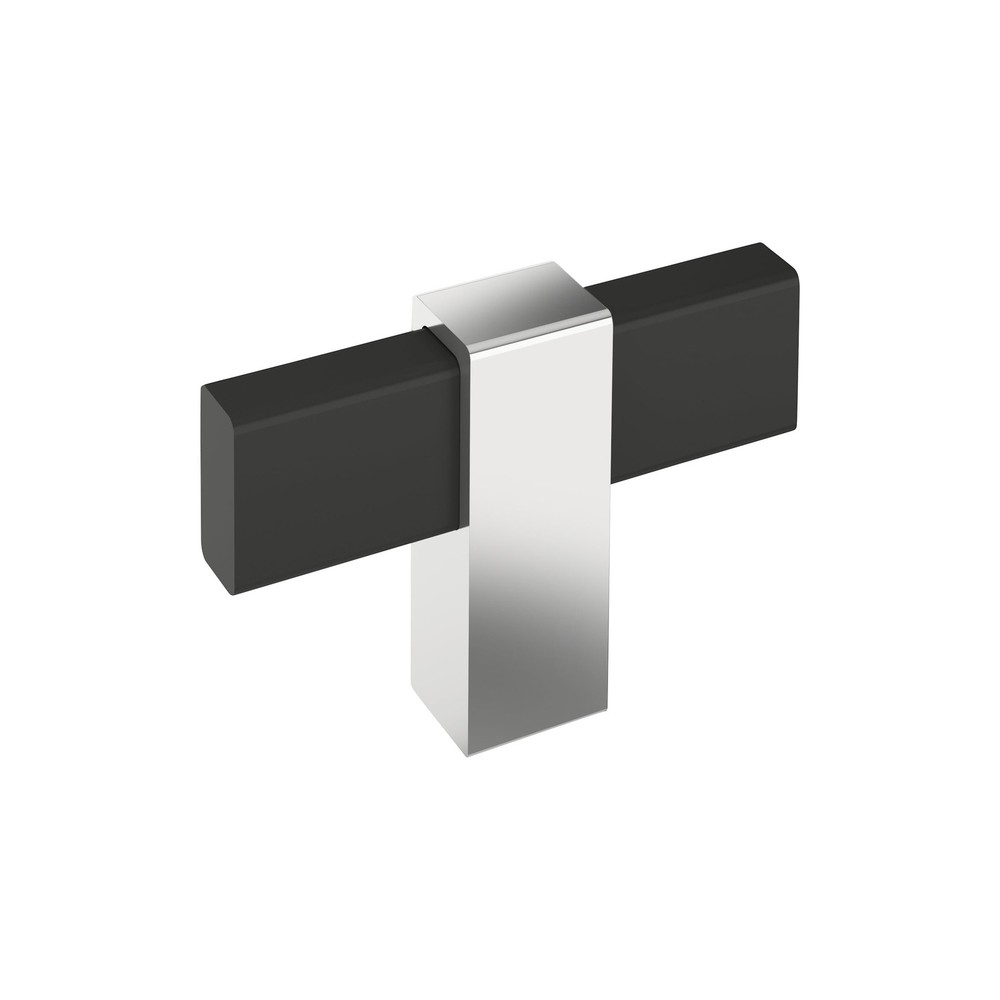 Mulino 2-3/8 inch Matte Black, Polished Chrome Cabinet Knob, BP36720MB26