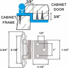 3/8 inch Inset Cabinet Hinge Self Closing Face Mount Cabinet Hinges Hardware