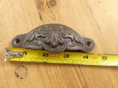 2 CUP PULLS 4 1/8 WIDE DRAWER VICTORIAN BIN HANDLES ANTIQUE-STYLE IRON BEAUTIFUL