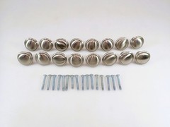 Lot of 16 Vintage Satin Nickel Round Cabinet Knobs 1-3/8″ Drawer Pulls w/ Screws