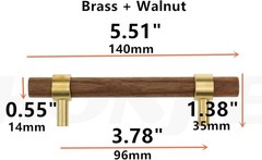 Drawer 5.51″/140mm Pulls Brass Walnut Kitchen Wardrobe Cabinet Hardware Pull …