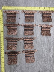 6 Sets (12 Total) Vintage Ajax Hammered Copper Finish Cabinet Hinges USA