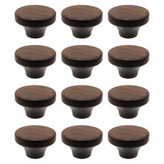 12 Pcs Wood Cabinet Knobs 1.57 Inch Round Flat Walnut Wooden Drawer Dresser