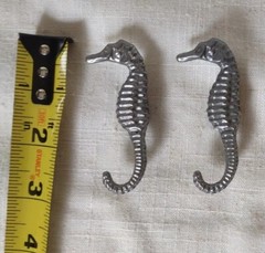 2 Vintage sea horse Cabinet Door Handle Pulls beach coastal theme 2.5″ silver