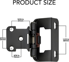 50 Pack 25 Pairs Semi-Overlay 1/2 Inch Self-Closing Face Frame Cabinet Hinges M
