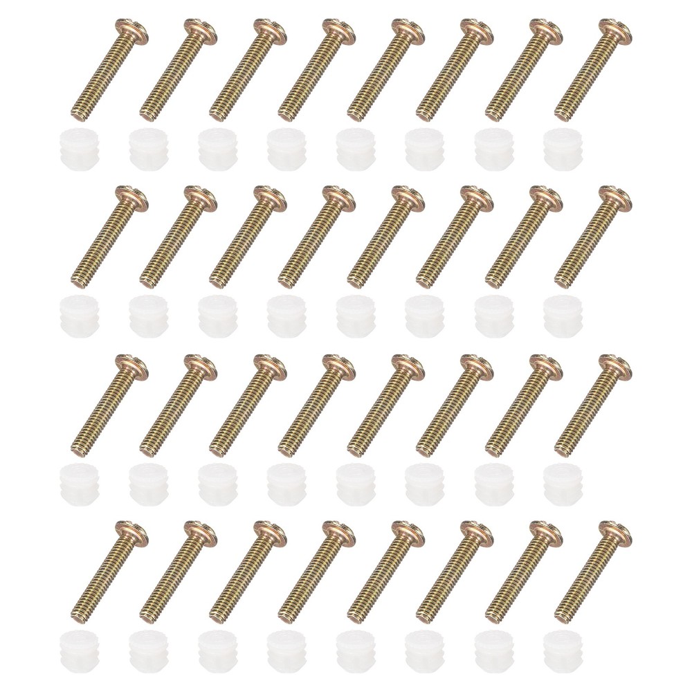 50Pcs M4 x 8mm Plastic Hinge Dowel Inserts with Threaded with Screws White
