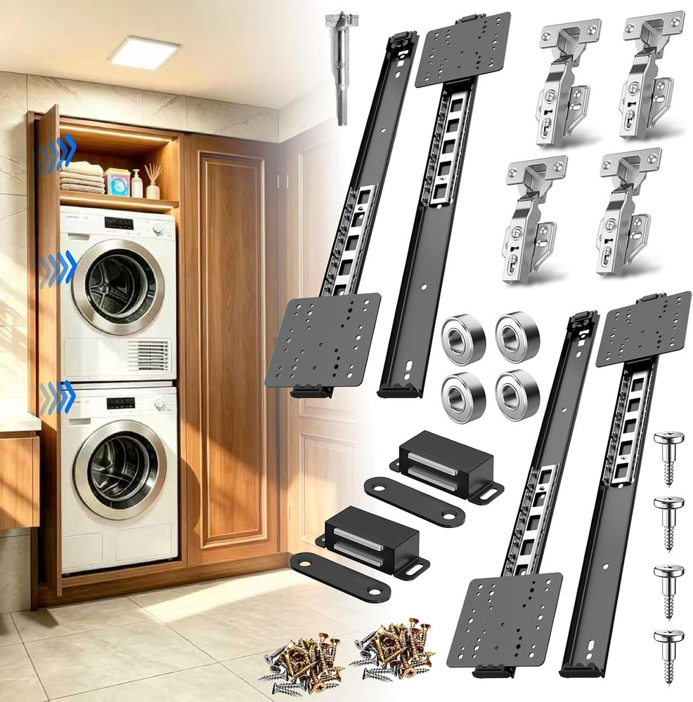 Pocket Door Slides 20 Inch, Cabinet Pocket Door Hardware Kit with Soft Close, Hi