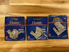 (3 Packs) 1-1/2” Flat Corner Irons, Hagar No 00293. 12 Total Corner Irons.