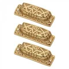 Renovators Supply 3 Pack Cabinet Pulls 3 3/4″ Antique Brass Drawer Cup Bin Pulls