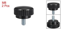 M8 x 15mm Male Thread Knurled Clamping Knobs Grip Thumb Screw on Type 2pcs