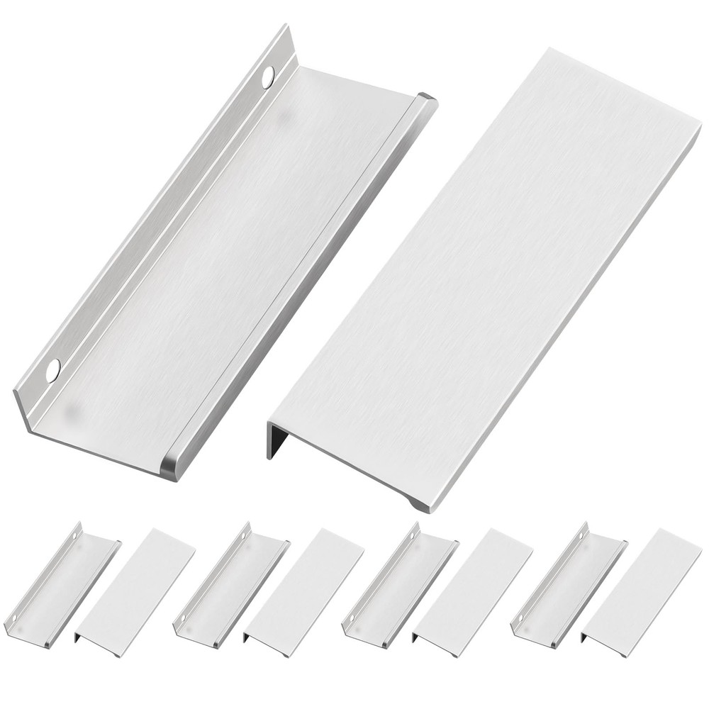 10 PCS Silver Edge Finger Pulls Concealed Drawer 120mm/4.72 Inch 96mm Hole