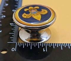 2 Vintage Boy Scouts Solid Chrome Plated Brass Round Cabinet or Drawer Knobs EUC