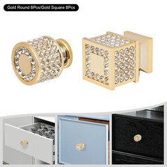 8* Modern Gold Cabinet Knob Shiny Cabinet Knob Round Furniture Handles