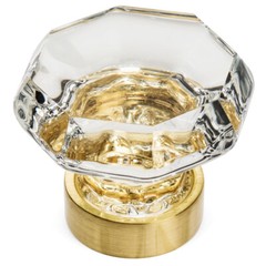 Cosmas Brushed Brass & Clear Glass Cabinet Knob #5268BB-C