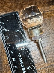Set 2 Pink/Peach 19 Point Glass Door Cabinet Drawer Knob Pull Brass Shabby Chic