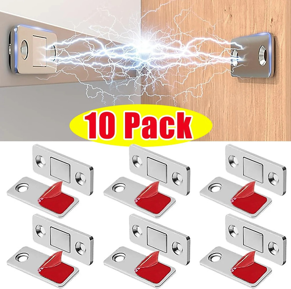 10pcs Magnetic Cabinet Door Catch Ultra Thin Drawer Magnet Lock – NEW