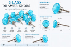 12 Handmade Aqua Blue Bubble Glass Cabinet Knobs Trendy Modern for Dressers knob