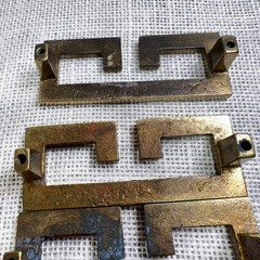 Vintage Greek Key Brass Drawer Pulls Set of 6 Hollywood Regency Fretwork Handles
