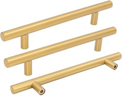 Goldenwarm Cabinet Pulls 10 Pack Brushed Brass Gold Bar Handles 6-1/4″ (4-3)