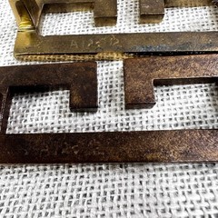 Vintage Greek Key Brass Drawer Pulls Set of 6 Hollywood Regency Fretwork Handles