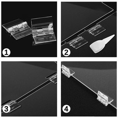 Rierdge 20 Pcs Plastic Hinges Clear, Tranparent Acrylic 1.34″*0.98″, Clear