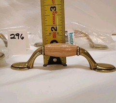 Set Of 4 Laurey 3″Drawer Pulls With Brass Finish With Light Oak Insert