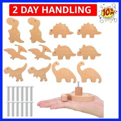 12 Sets Wooden Animal Dresser Knobs Decorative Nursery Wood Drawer Pulls with…