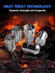 M12x1.5 Acorn Cone Seat Wheel Lock Set, Chrome Lug Nuts, 4 PCS Locks and 1 Key