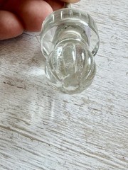 2 Round Glass Ribbed Knob Backplate Vintage Style Glass Drawer Cabinet Knobs
