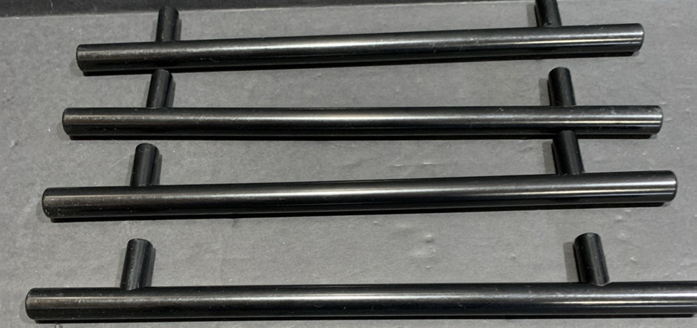 Drawer Pulls / Handles 10” Oxidized Black Metal w/Screws Lot of 4 NEW Open