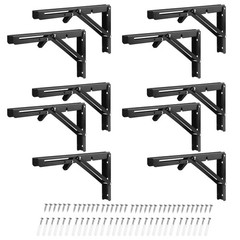 5 Pairs (10 PCS) 12 Inch Folding Shelf Brackets,Metal Collapsible Shelf Brack…