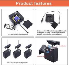 RFID Electronic Cabinet Lock, Smart NFC Drawer Locks, Hidden Card Lock Black