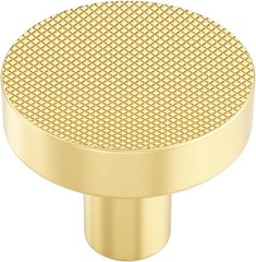 homdiy 10 Pack Brushed Brass Cabinet Knobs Knurled Glod Dresser Knobs Solid for